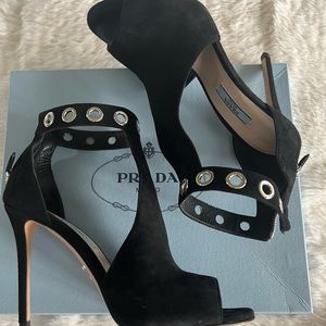 Prada Ankle Suede Sandals